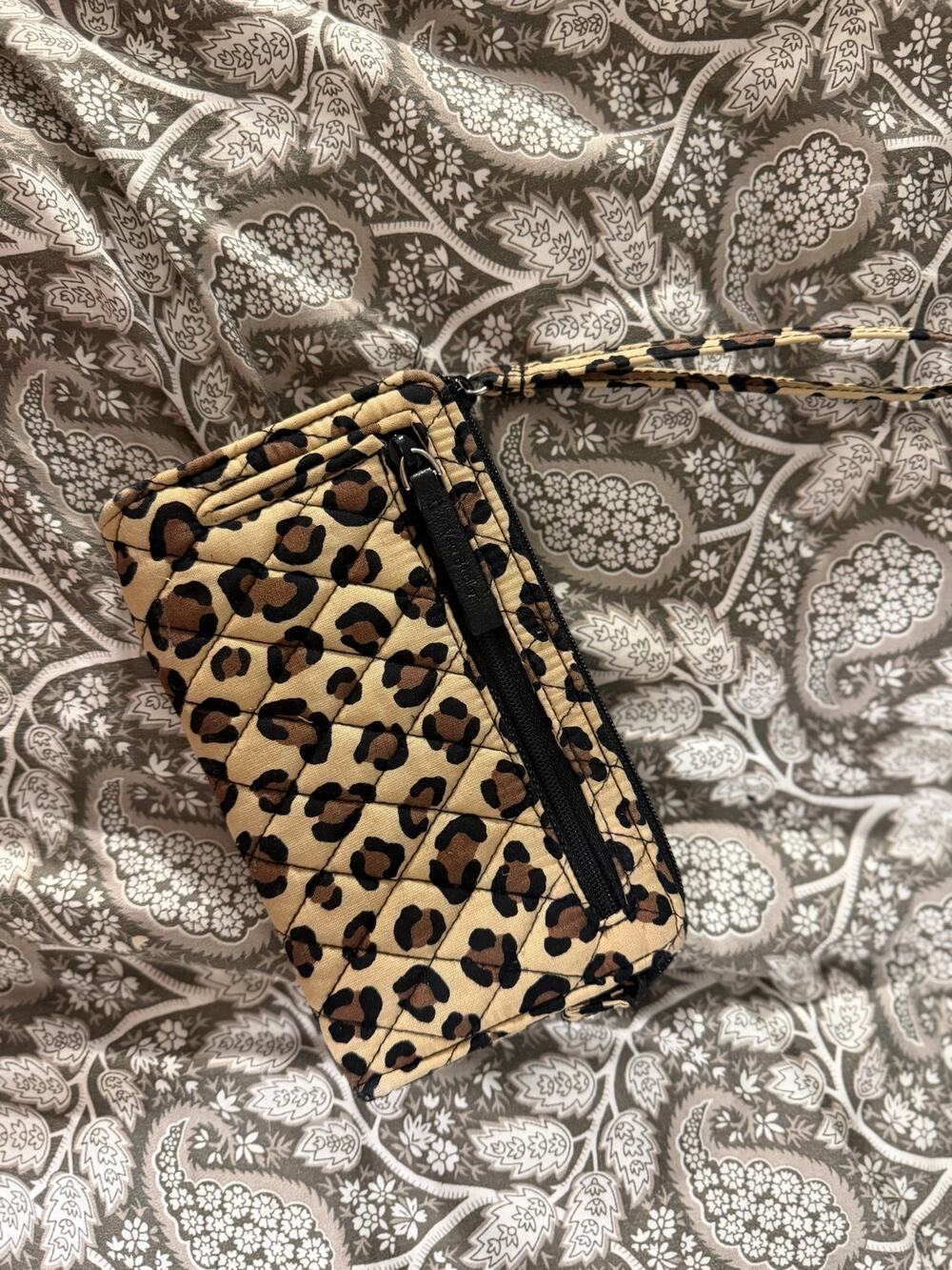Vera Bradley Leopard Print Quilted Crossbody Wristlet Bag